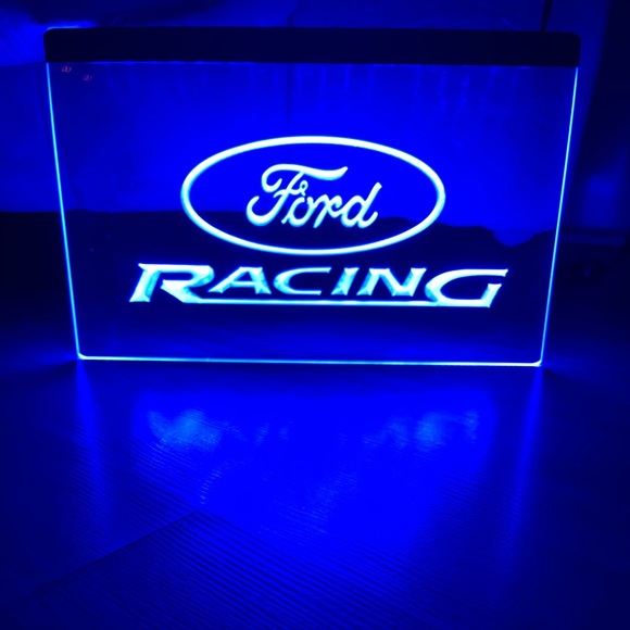 FORD RACING LED NEON BLUE LIGHT SIGN 8x12 - Picture 1 of 3